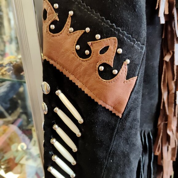 WESTERN FASHIONS LEATHER SUEDE FRINGE JACKET MADE IN USA - Picture 6 of 9